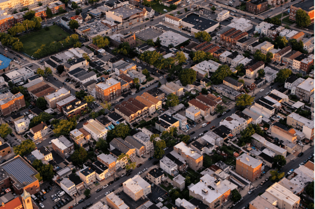 aerial view of an urban community